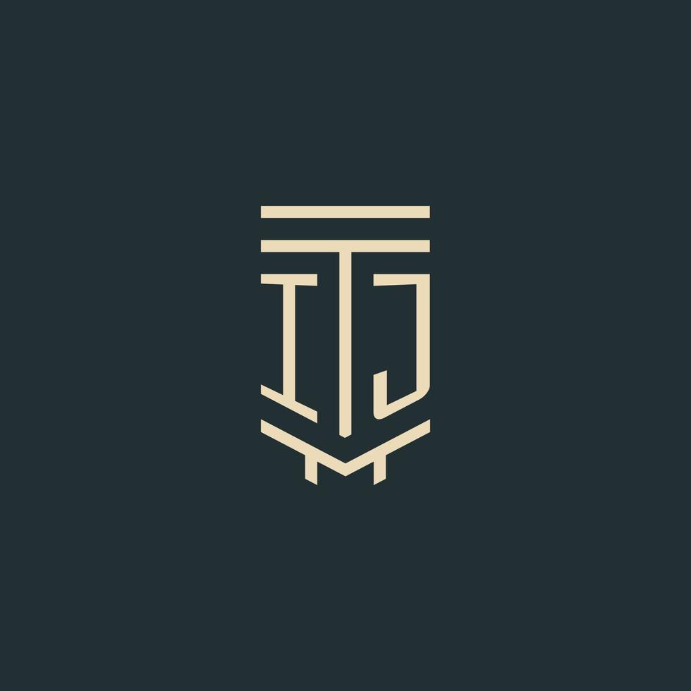 IJ initial monogram with simple line art pillar logo designs vector