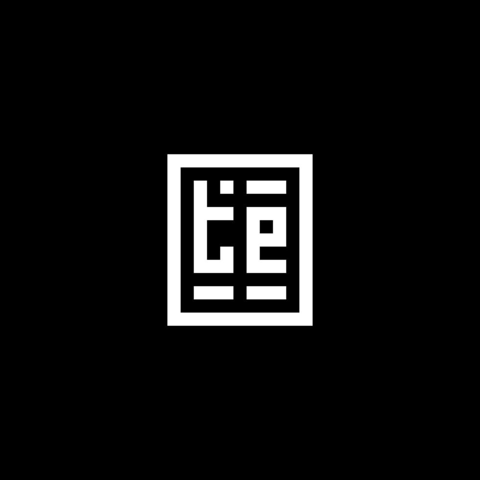 TE initial logo with square rectangular shape style vector