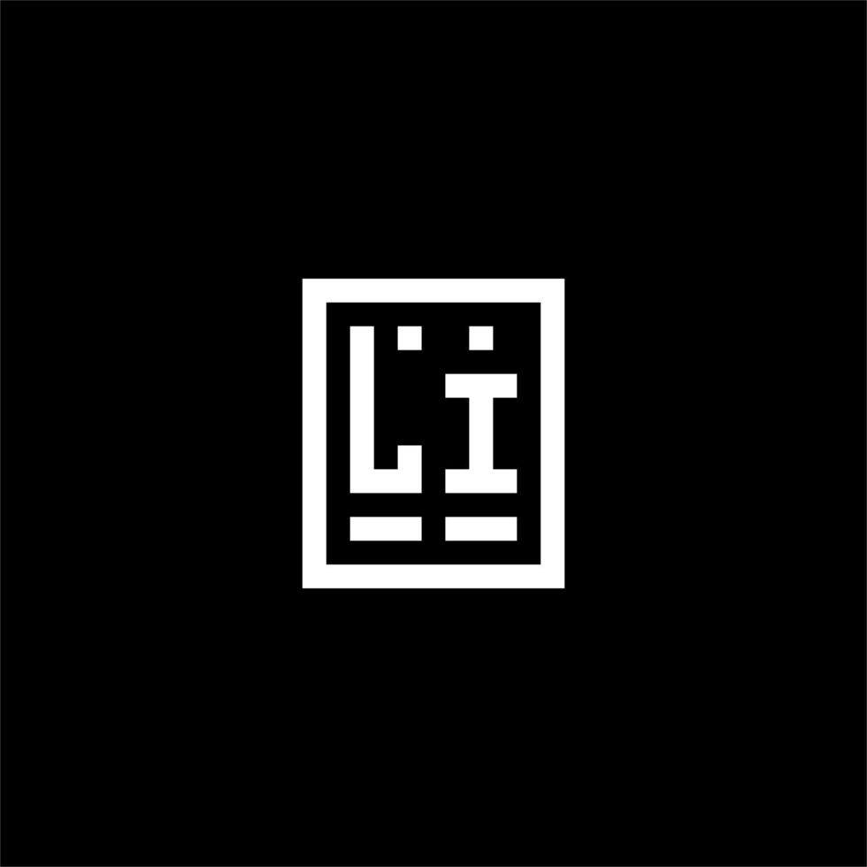LI initial logo with square rectangular shape style vector