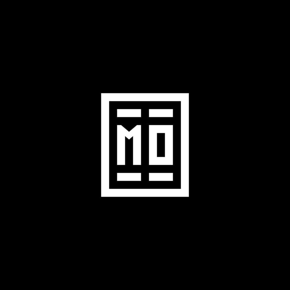 MO initial logo with square rectangular shape style vector