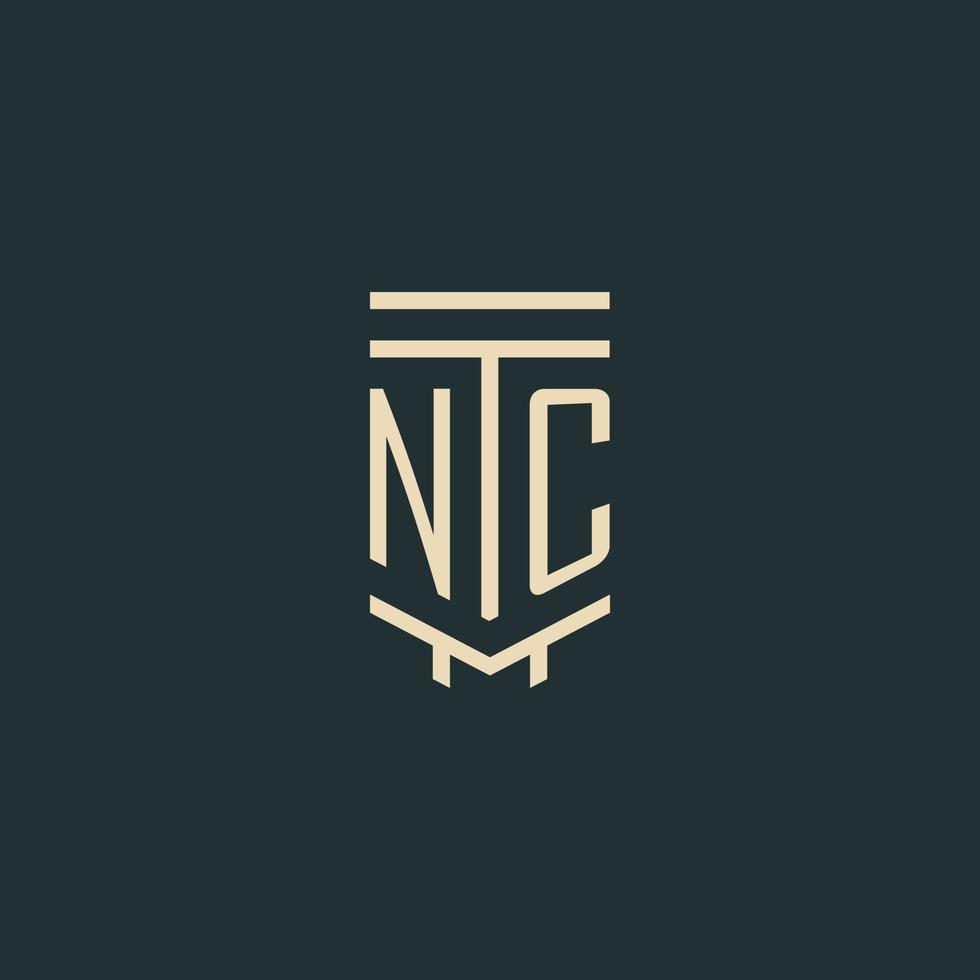 NC initial monogram with simple line art pillar logo designs vector