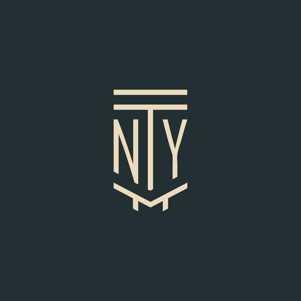 ny monograma inicial con diseños de logotipo de pilar de arte de línea simple vector