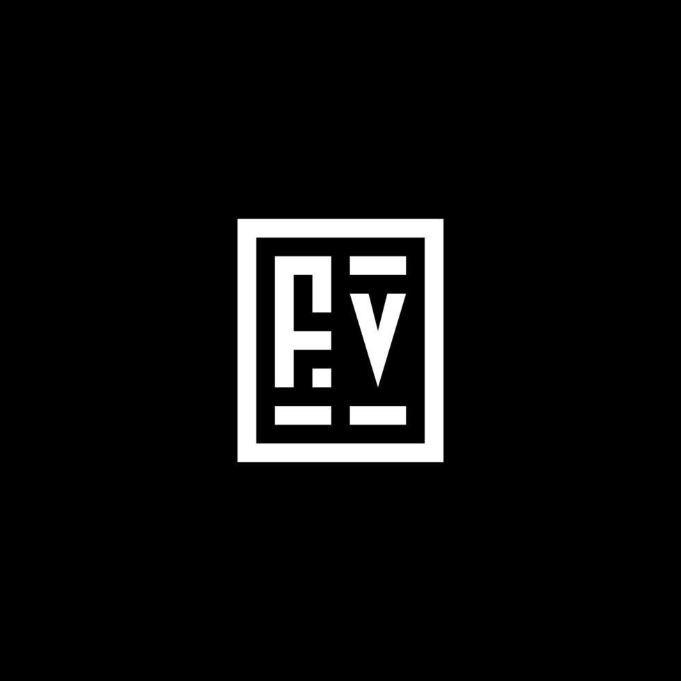 logotipo inicial fv con estilo de forma cuadrada rectangular vector