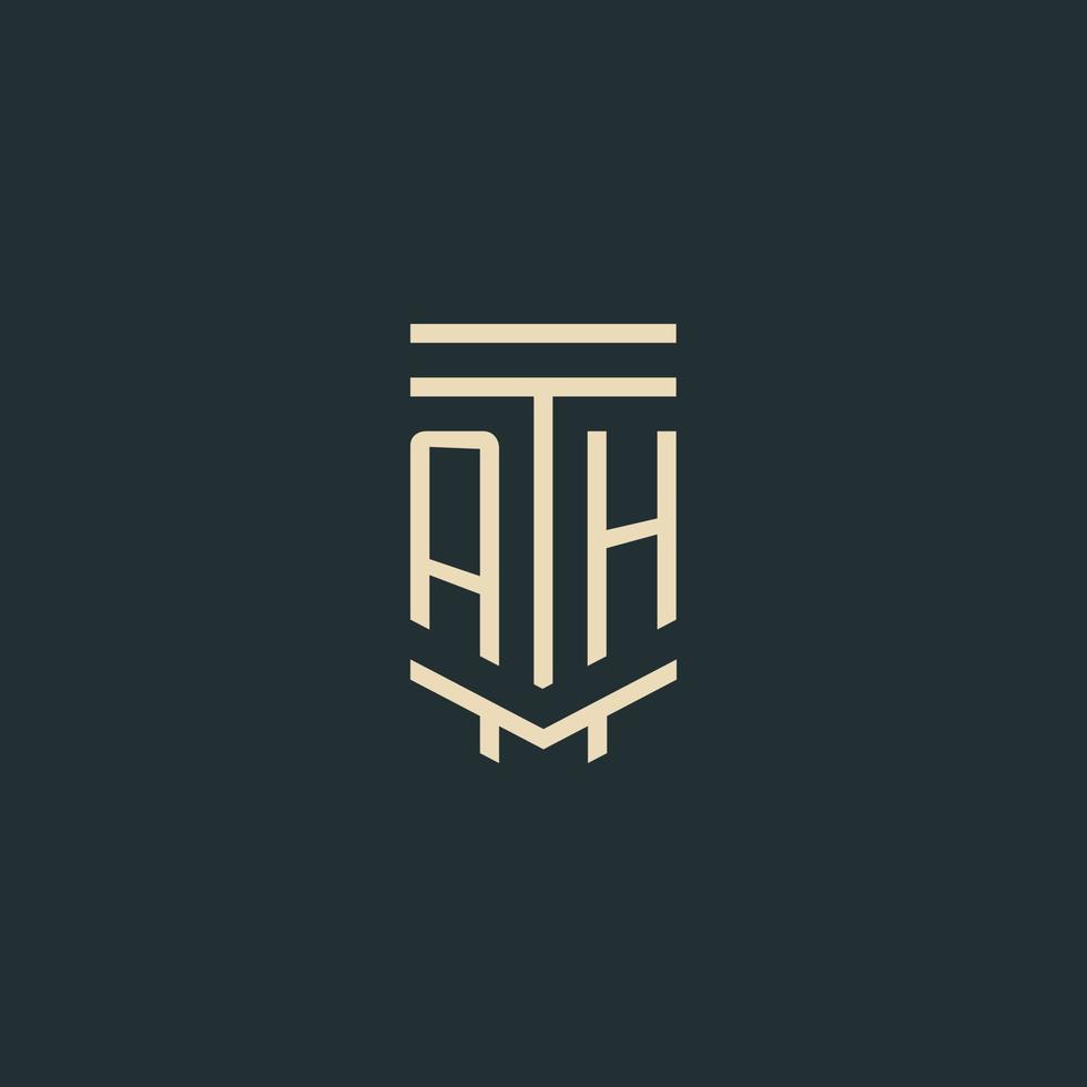 AH initial monogram with simple line art pillar logo designs vector