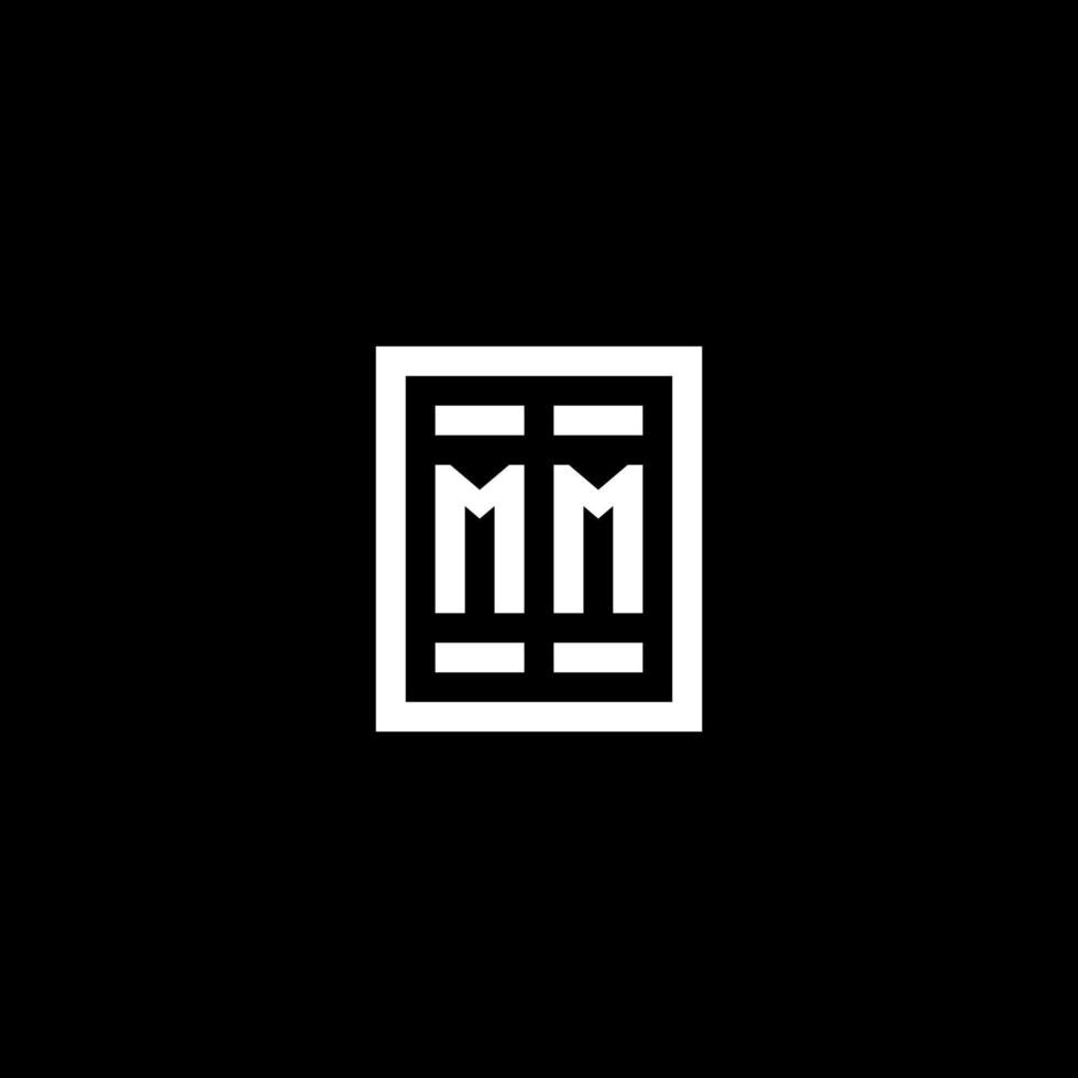 MM initial logo with square rectangular shape style vector