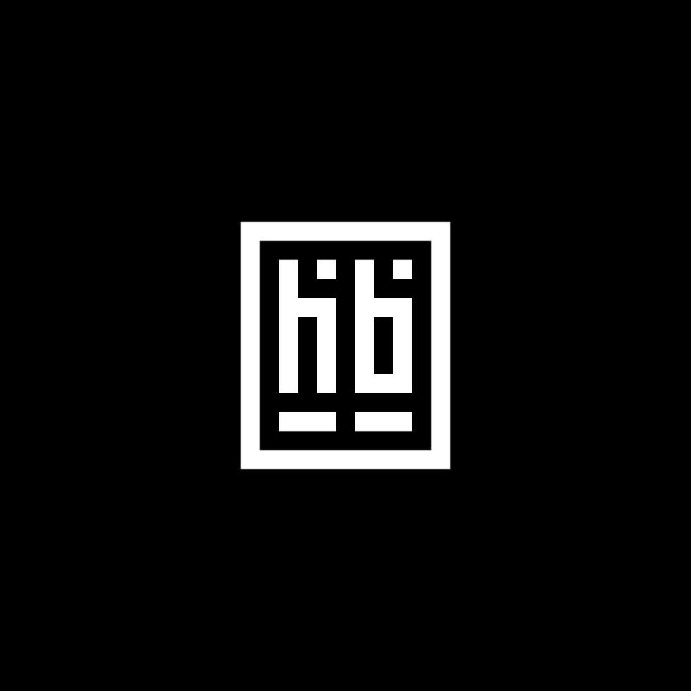 HB initial logo with square rectangular shape style vector