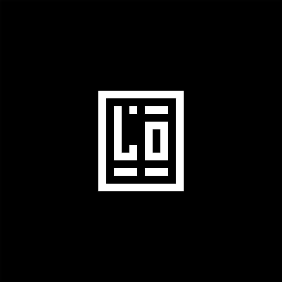 LO initial logo with square rectangular shape style vector