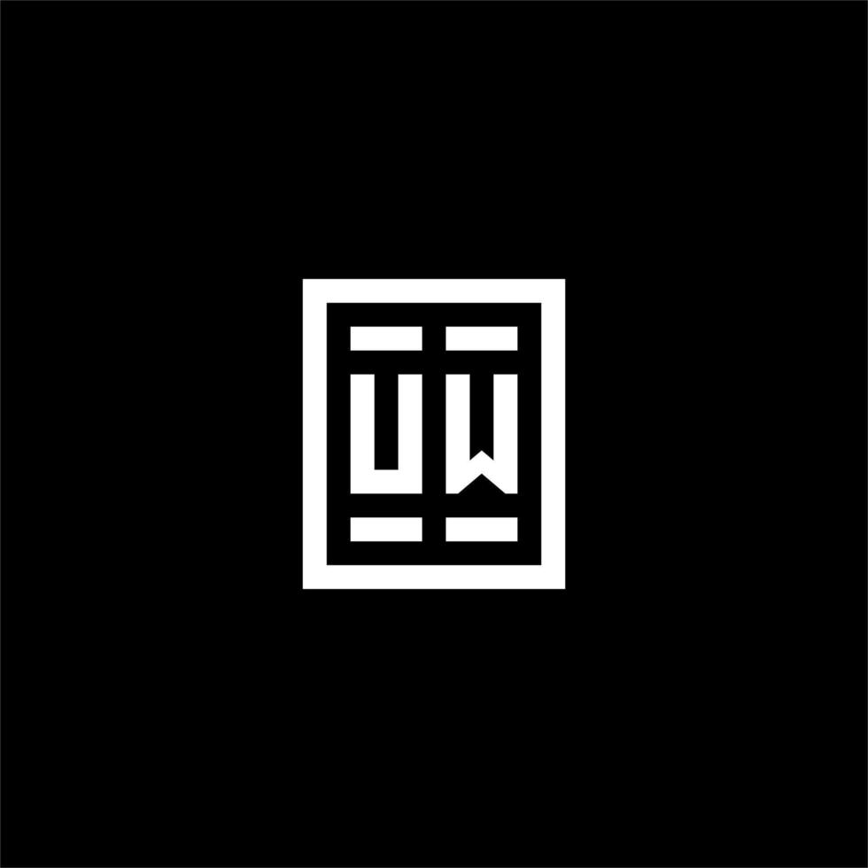 UW initial logo with square rectangular shape style vector