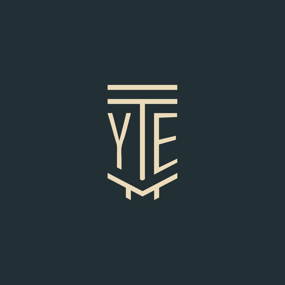 YE initial monogram with simple line art pillar logo designs vector