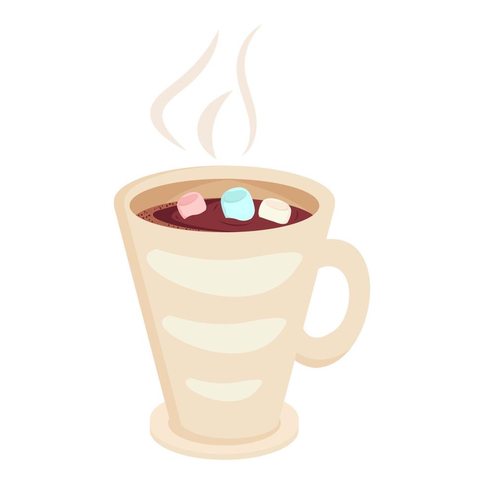 Cup on saucer with hot cocoa and marshmallows vector