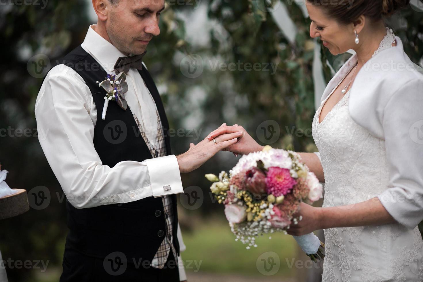 wedding ceremony on wedding day photo