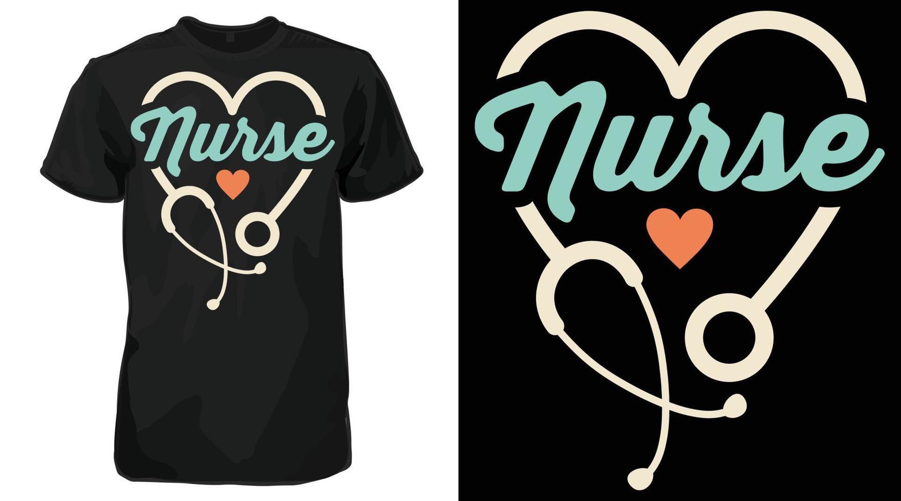 Nurse Typography with Heart T-Shirt, Nurse heart tee vector