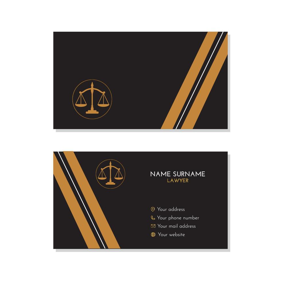 Lawyer business card with gold and white stripes vector