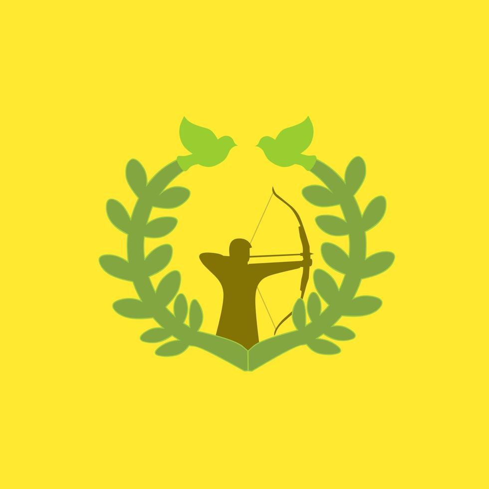 logotipo de arquero cazador con planta, primitivo, icono de arquero, ilustración vectorial gráfica vector