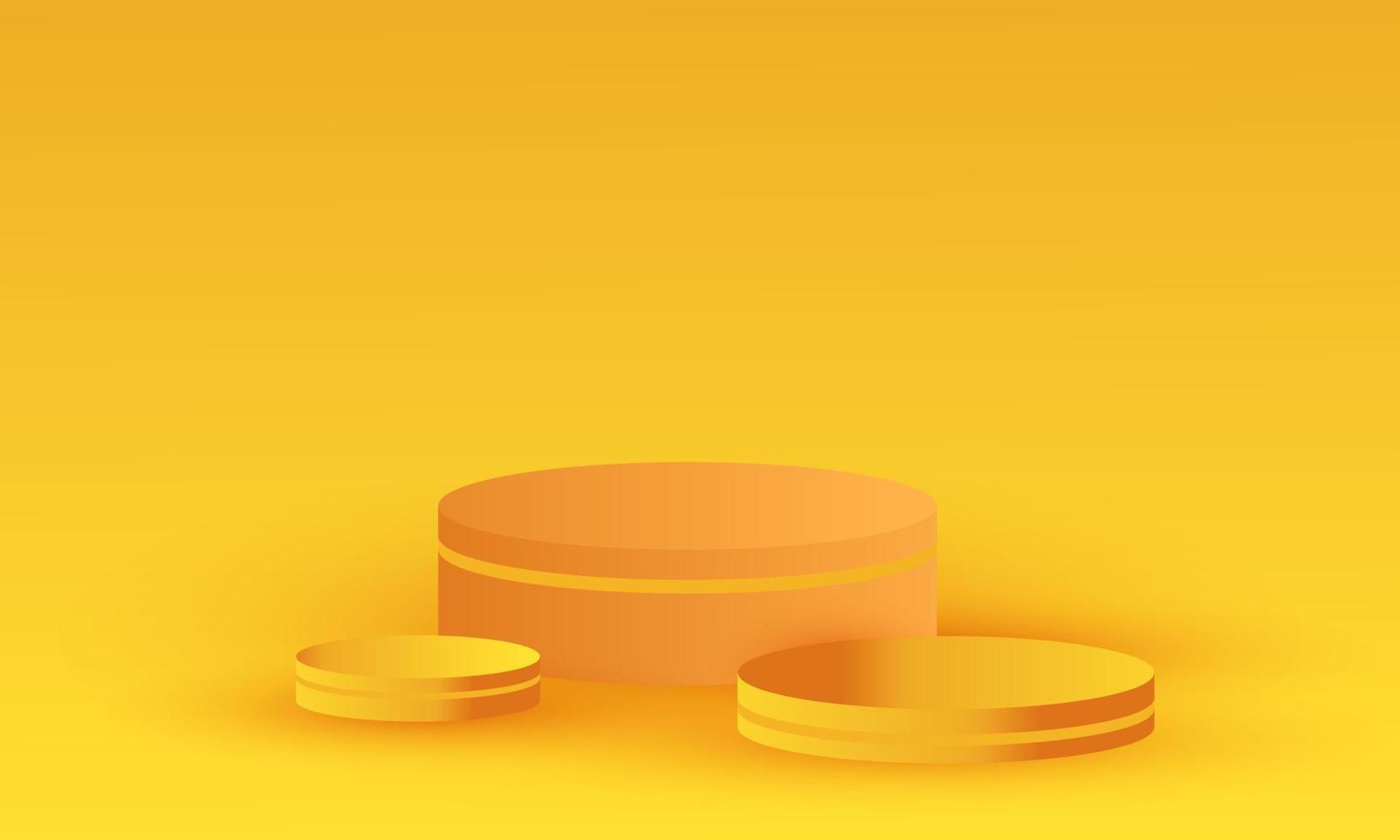 unique 3d realistic yellow cylinder different size vector