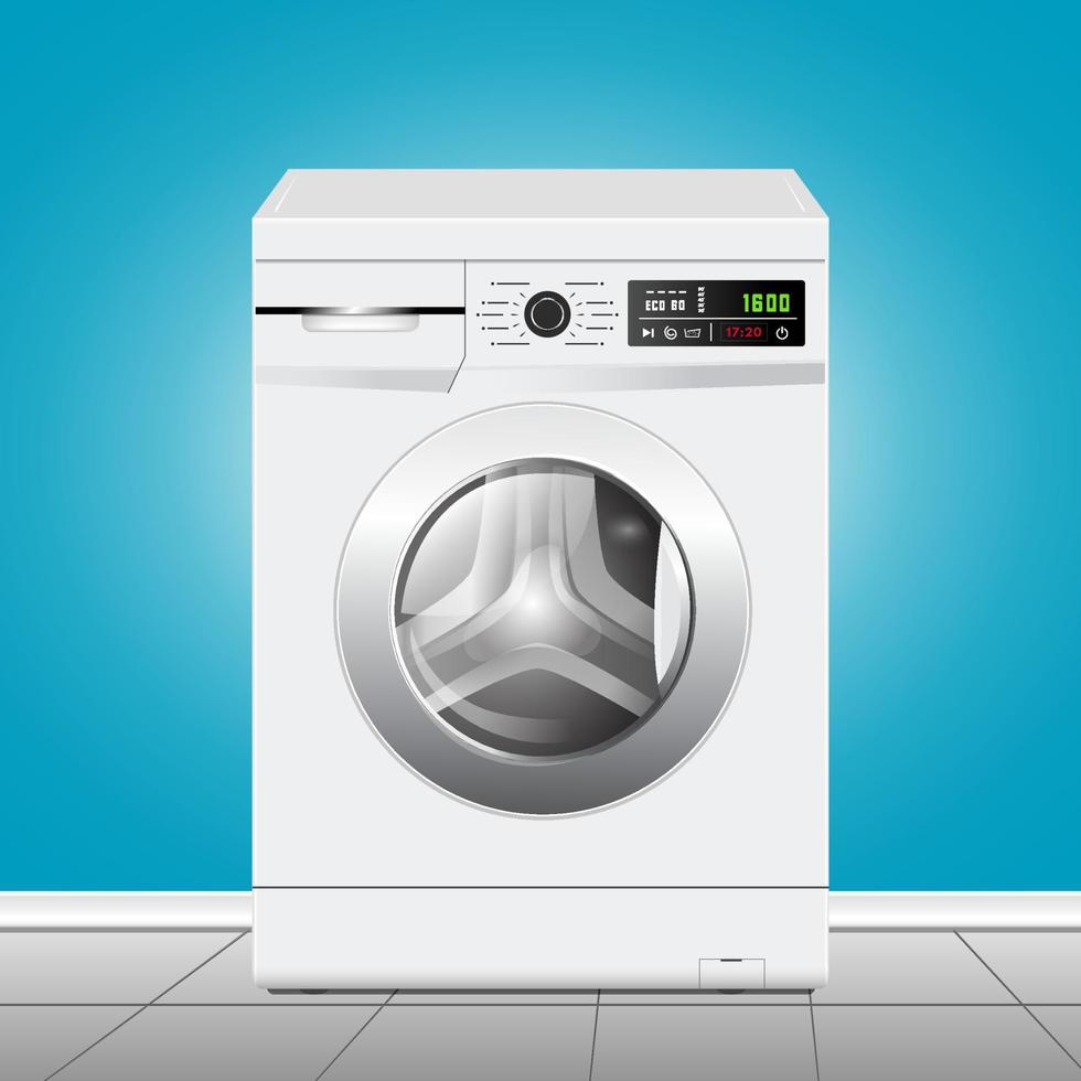 lavadora realista blanco 3d renderizado lado frontal vector