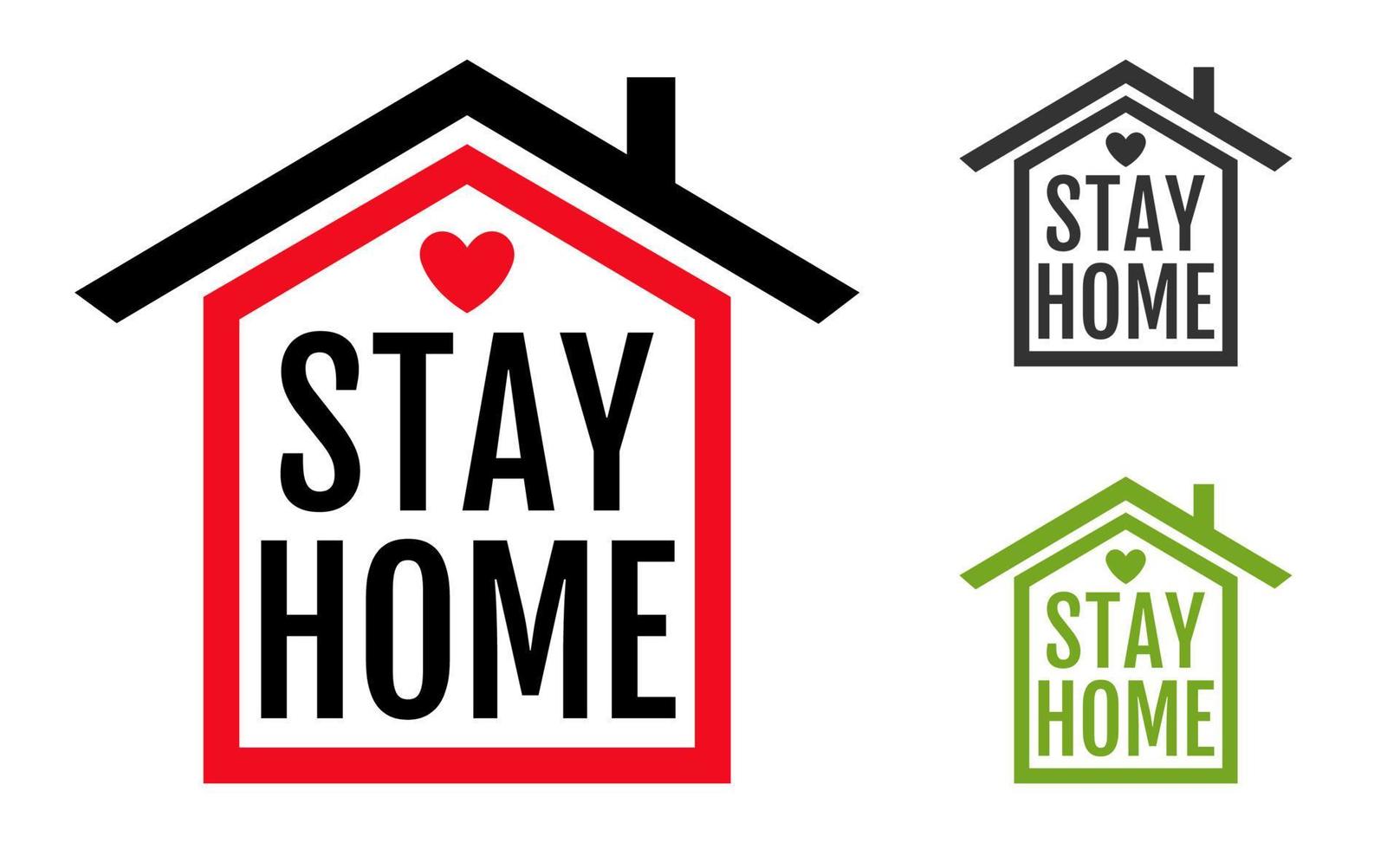 Vector icon of house with text stay home