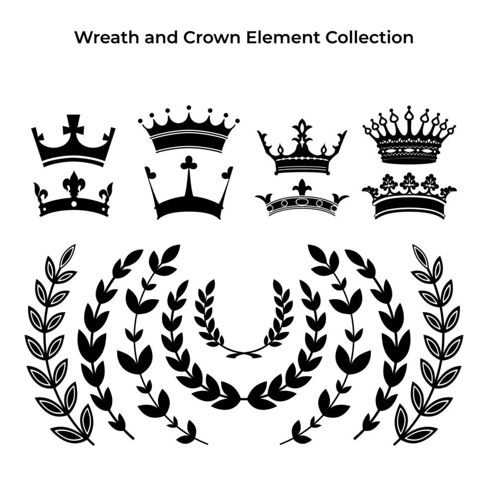 Crown and wreath element collections. Vintage design elements. Vector eps 10