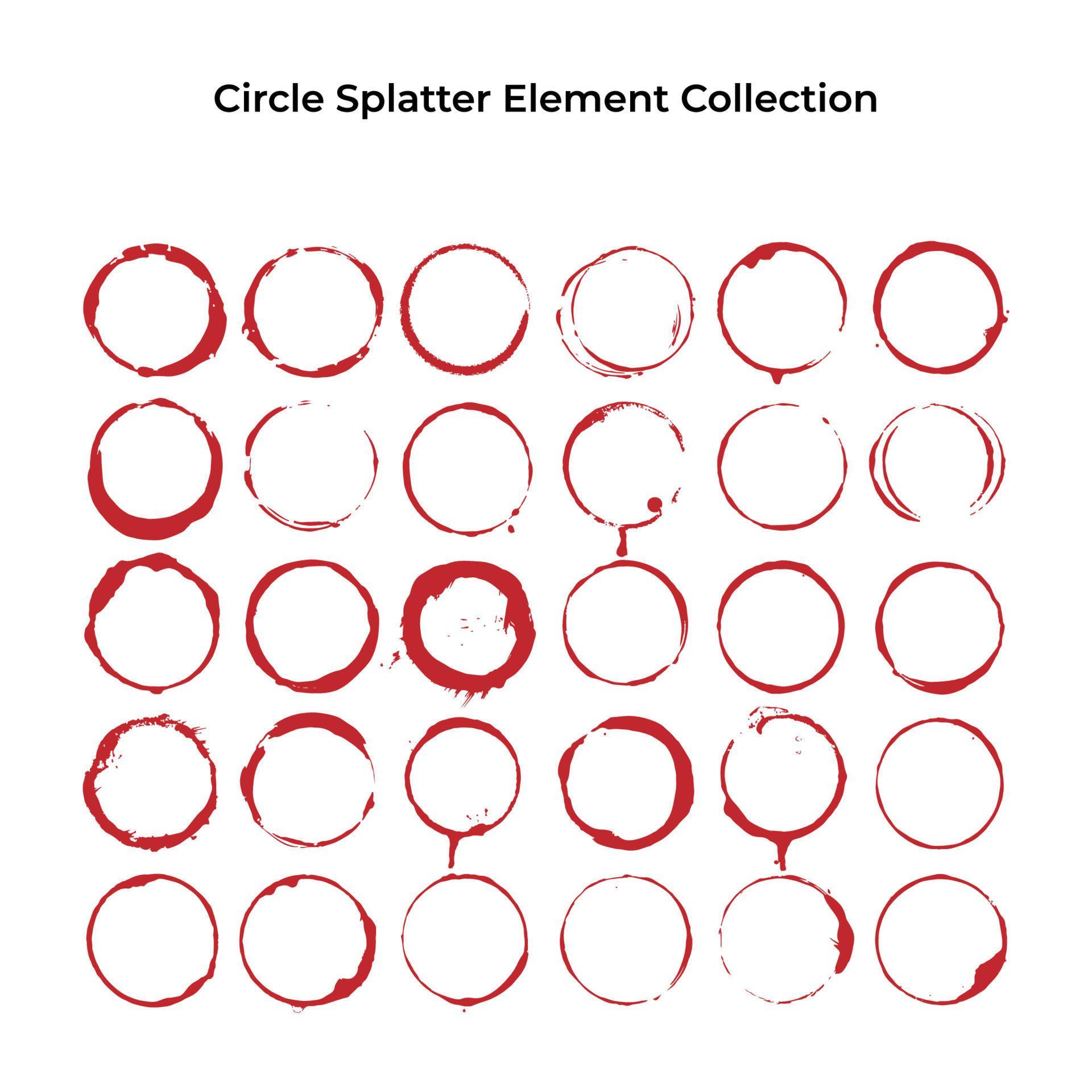 Set of grunge circle blank template. Splatter elements of circular