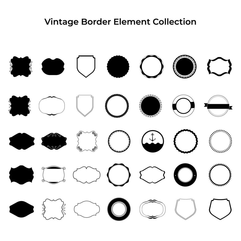 Set of vintage shiled and border elements. Blank of retro frame. Vector eps 10