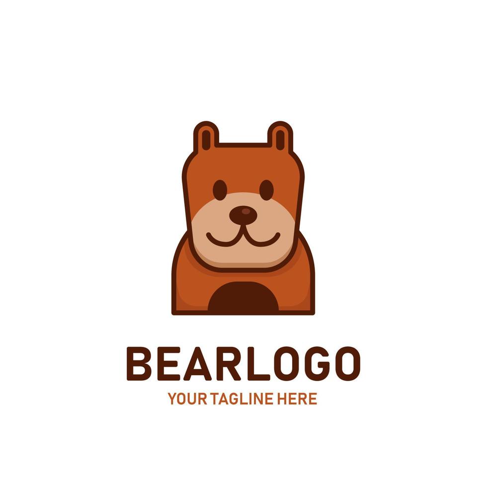 Simple bear logo icon illustration avatar fun cute style vector