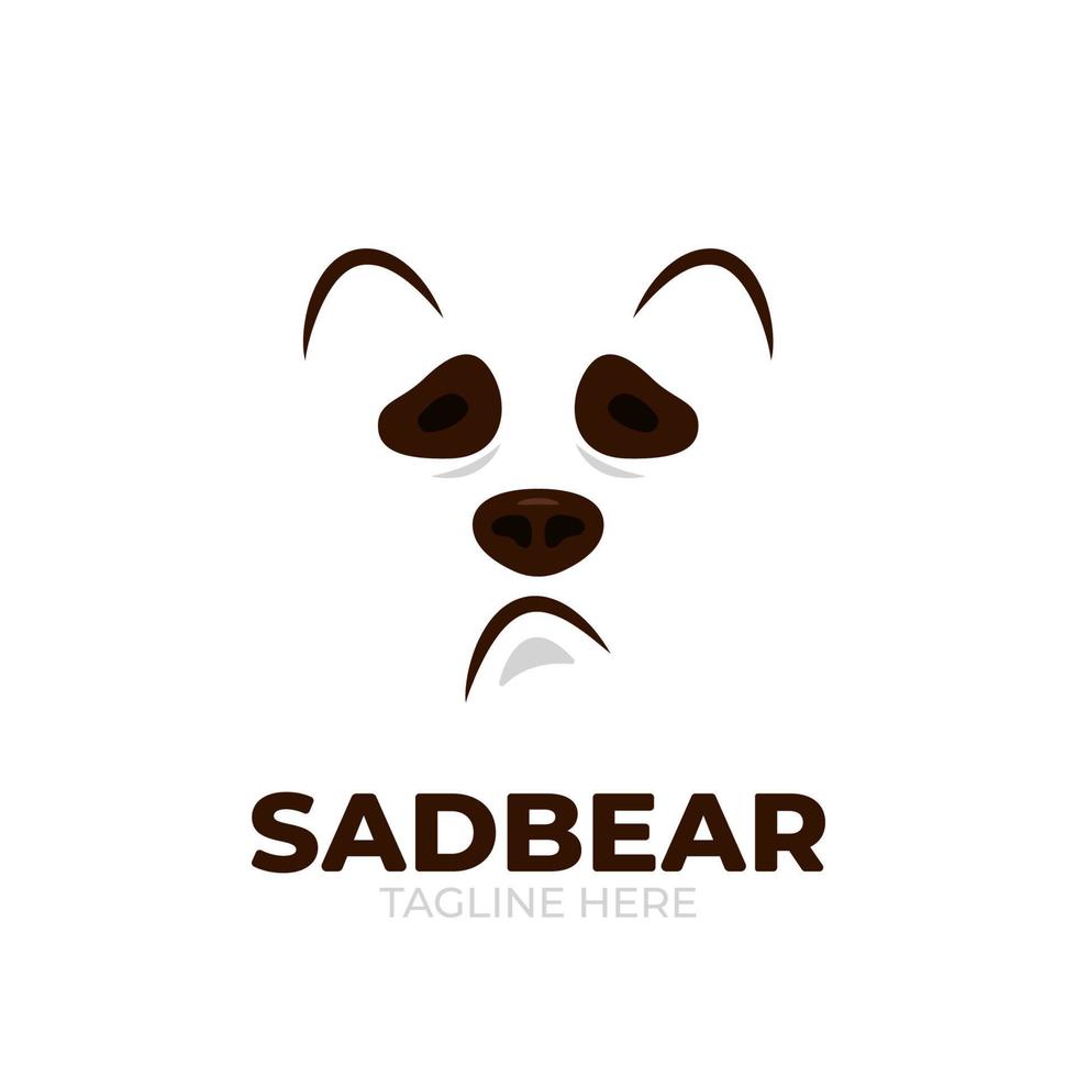 Sad bear face logo icon emotion simple silhouette vector