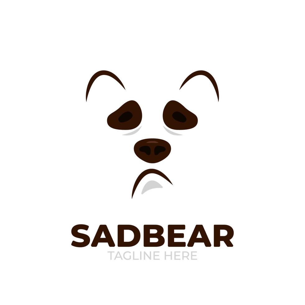 triste oso cara logo icono emoción simple silueta vector