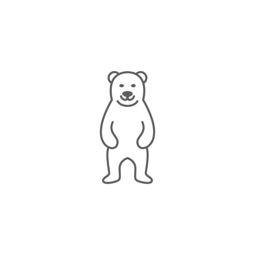 Standing grizzly bear logo mascot icon simple outline line art monoline illustration style vector