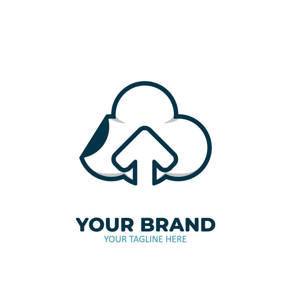 White Upload cloud note logo icon simple line outline cute 11490517