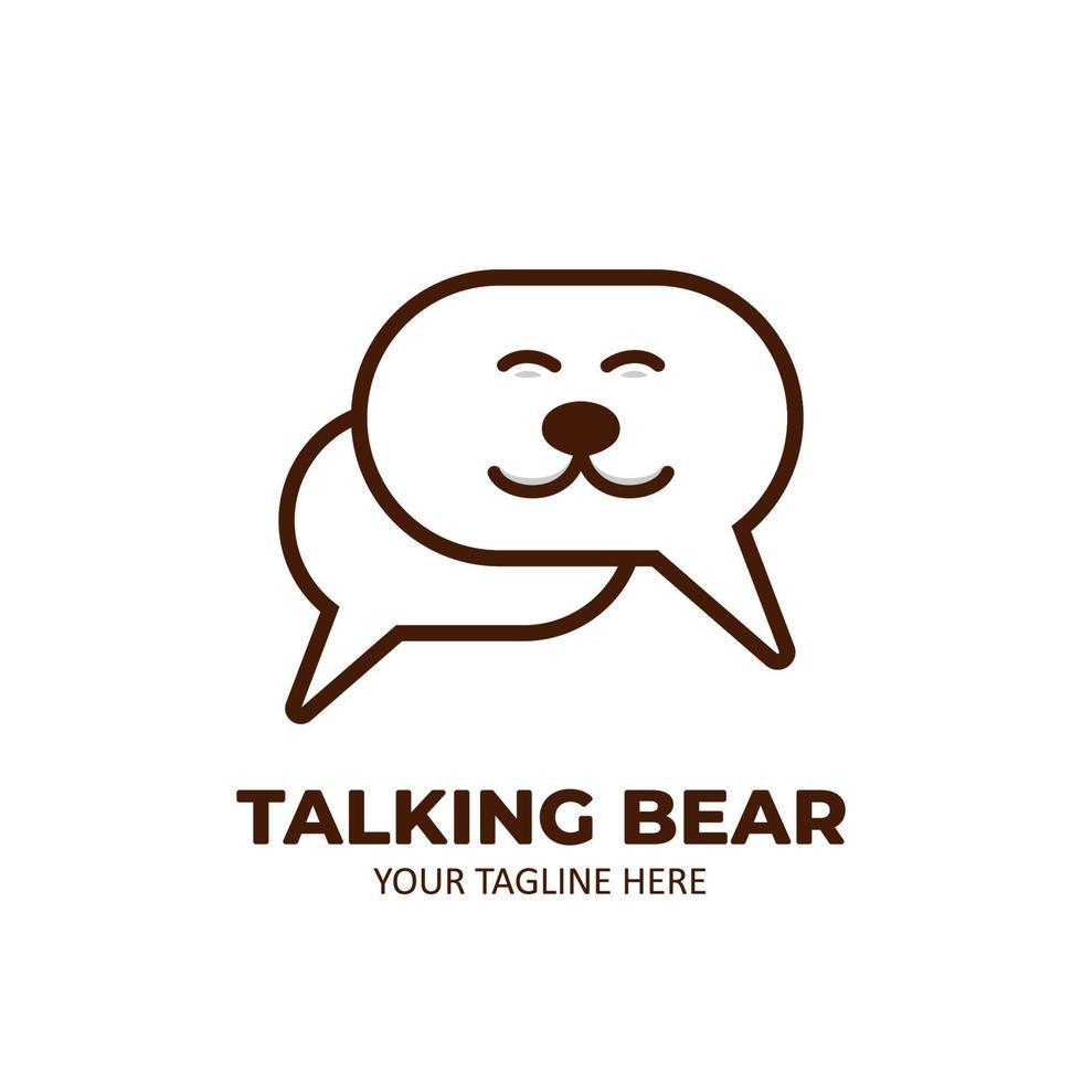 oso parlante logo icono burbuja cómica discurso contorno línea estilo monoline vector