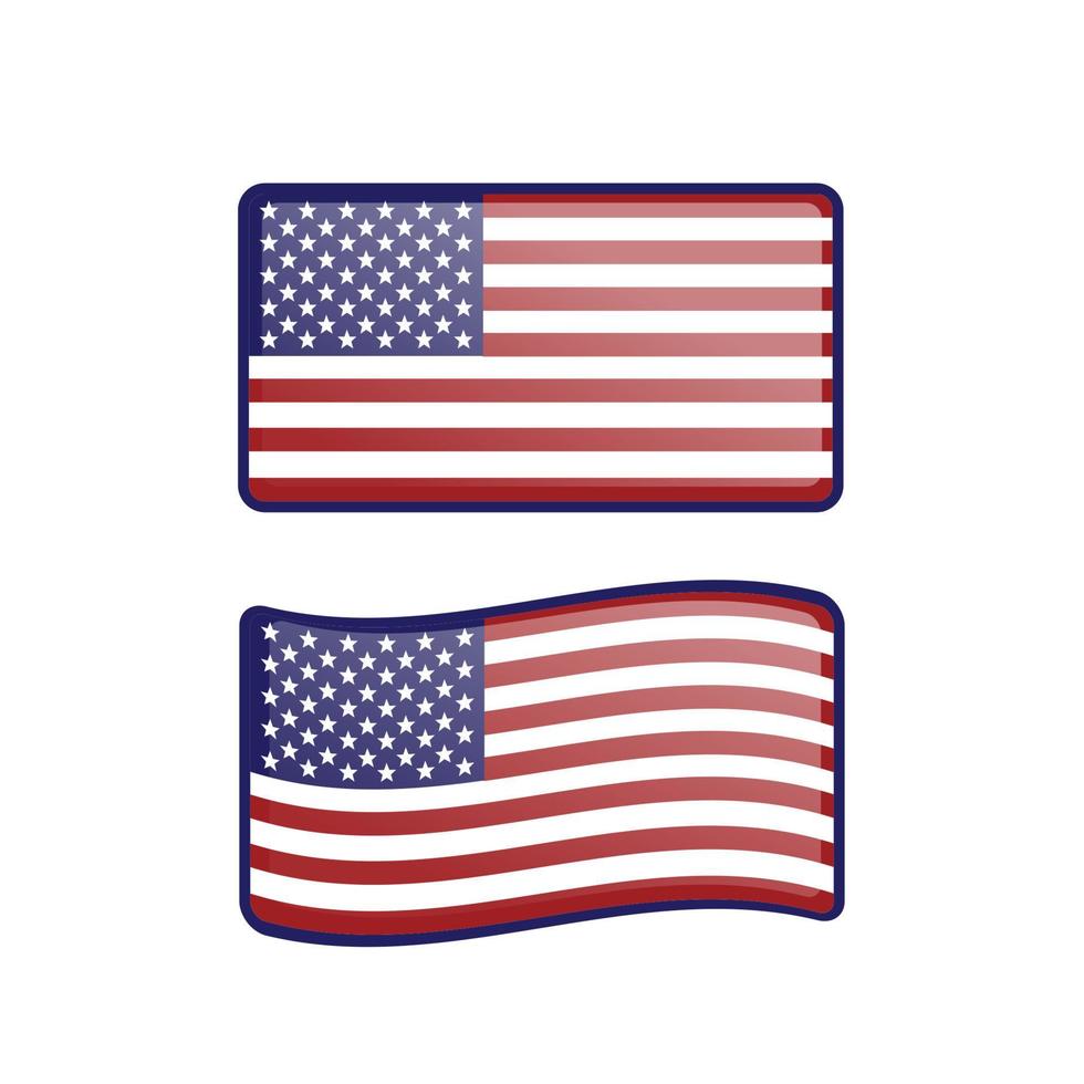 bandera ondeante de ee.uu. estadounidense con efecto de botón brillante vector