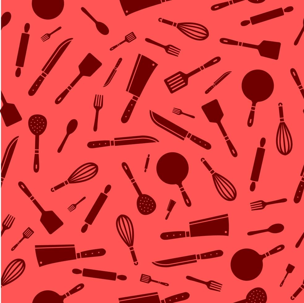 Cooking utensil seamless pattern background vector