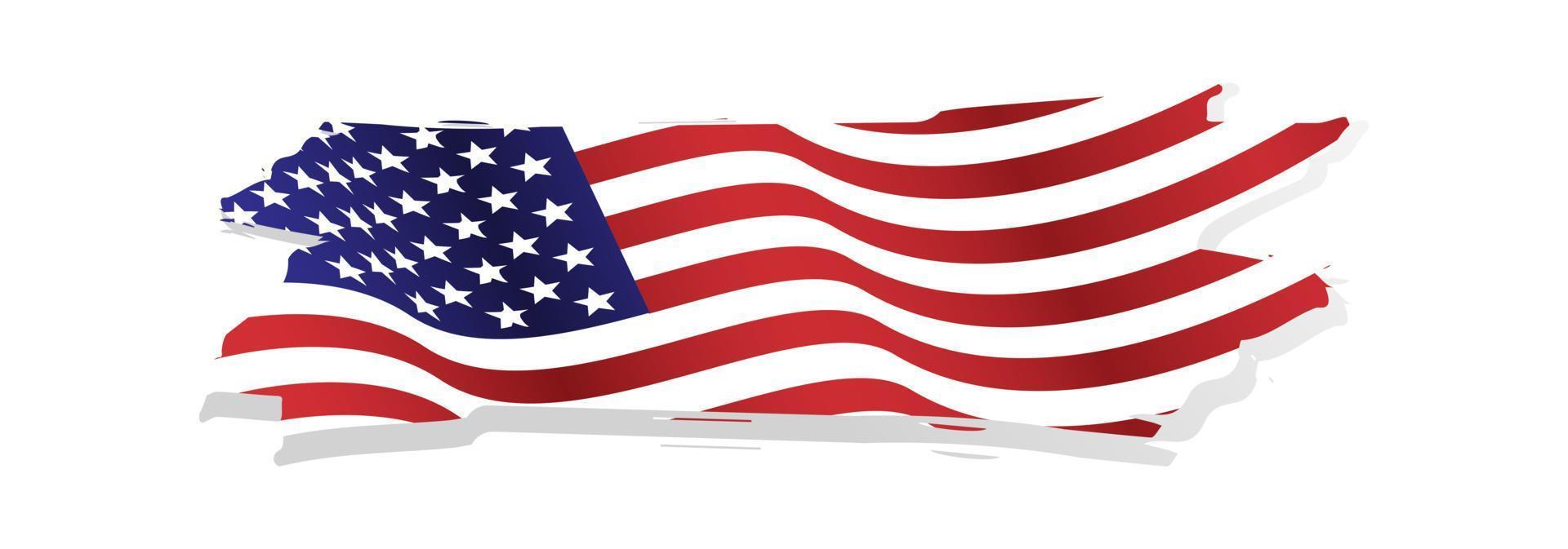 vector de ilustración de bandera americana ondeando grunge y rasgado para el día de la independencia el 4 de julio