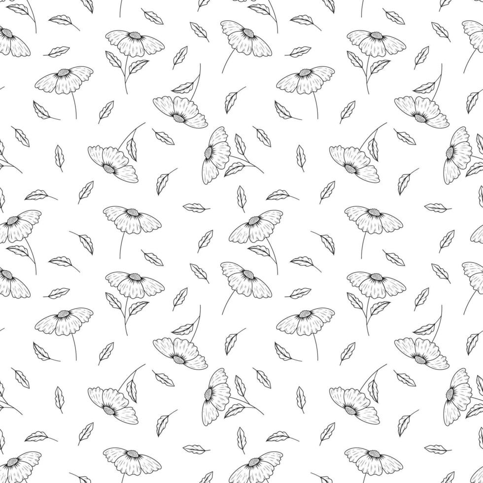 Rustic flower and leaf seamless pattern background vector