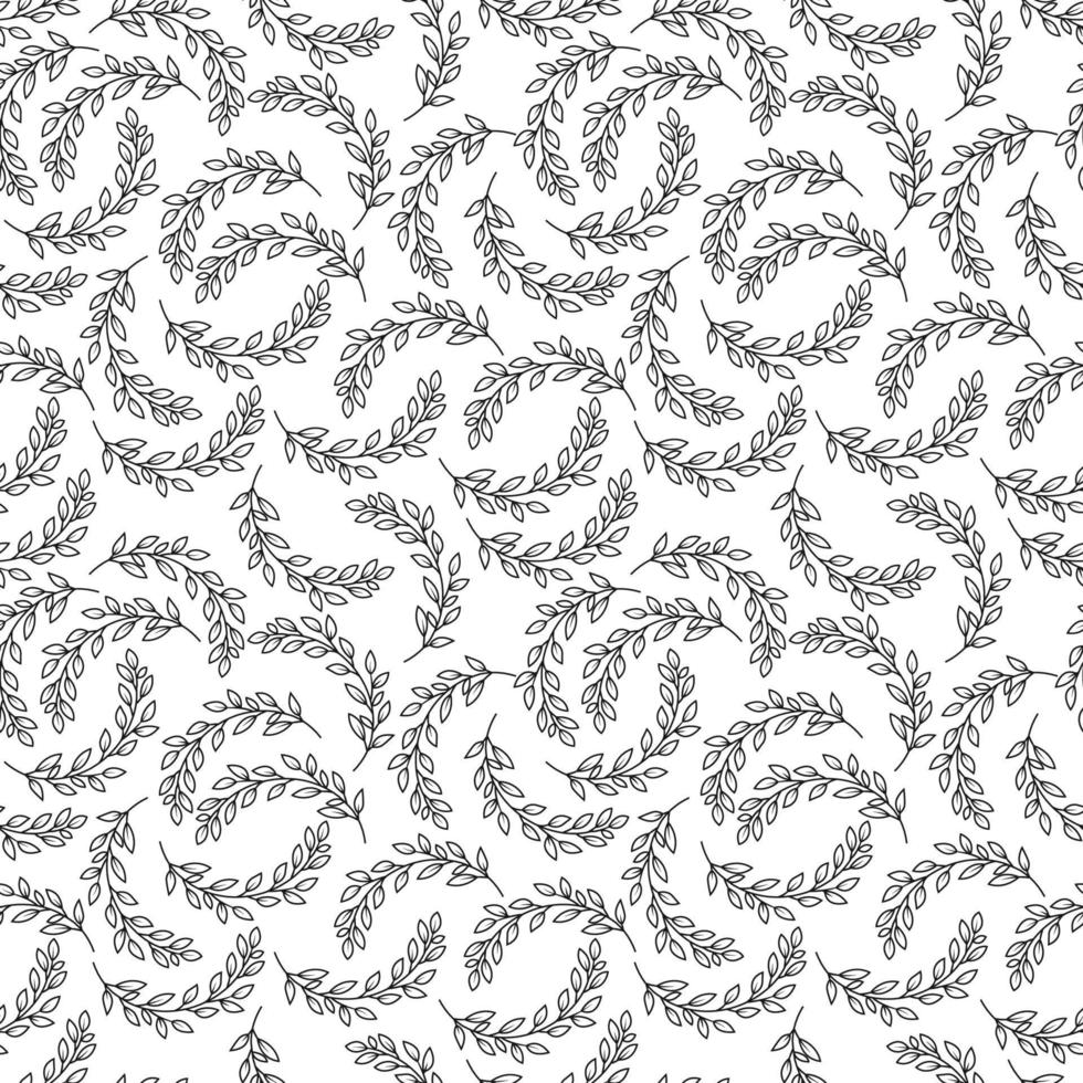black leaves branch curve seamless pattern background vector