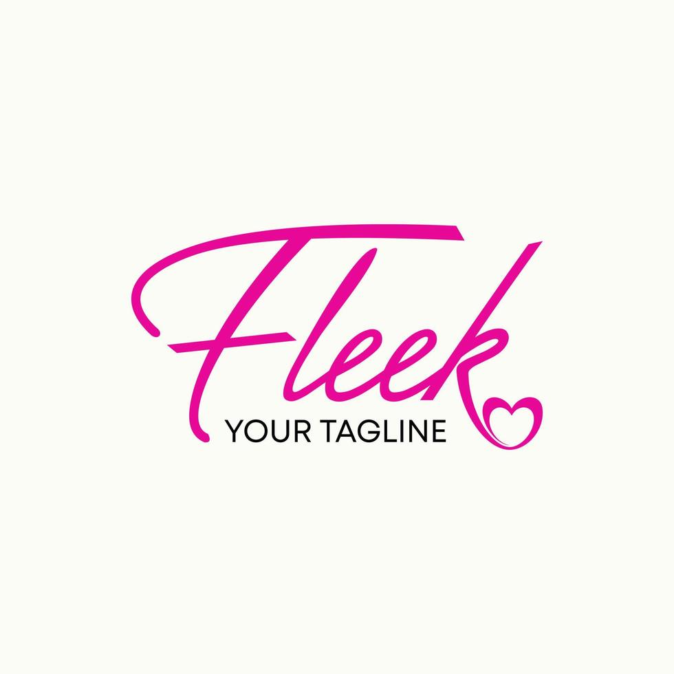 Simple and unique letter or word FLEEK handwritten font with love image graphic icon logo design abstract concept vector stock. Can be used as symbol related to initial or watermark