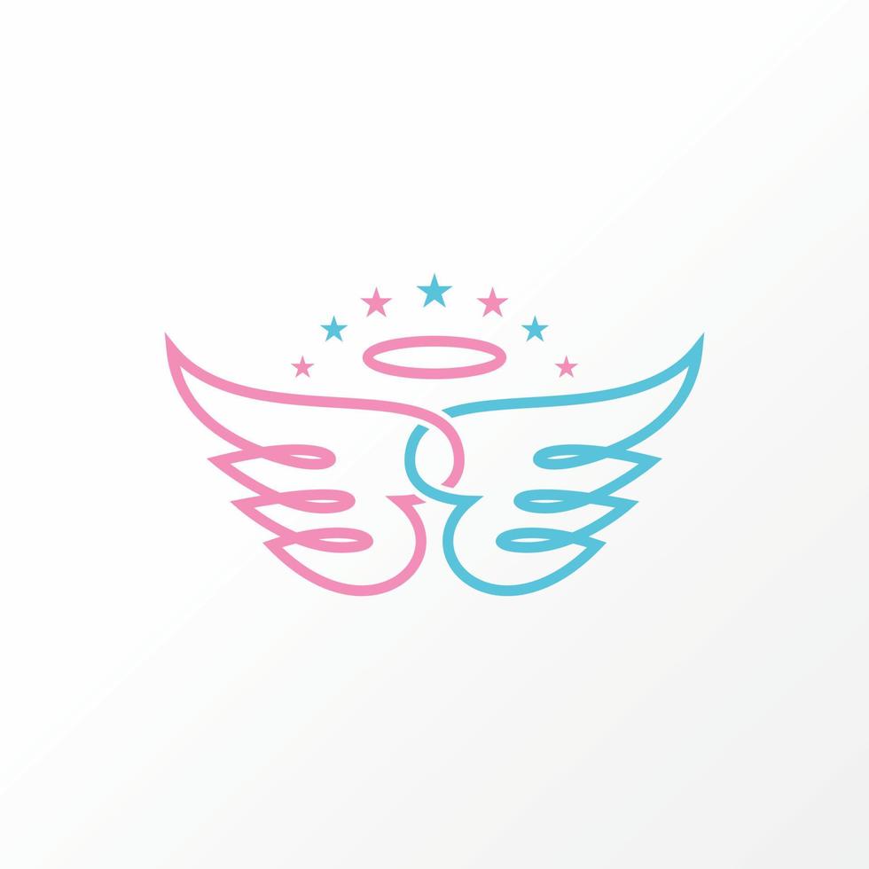 Simple and unique wings, love, and angel crown on line out image graphic icon logo design abstract concept vector stock. Can be used as symbol related to guard or children