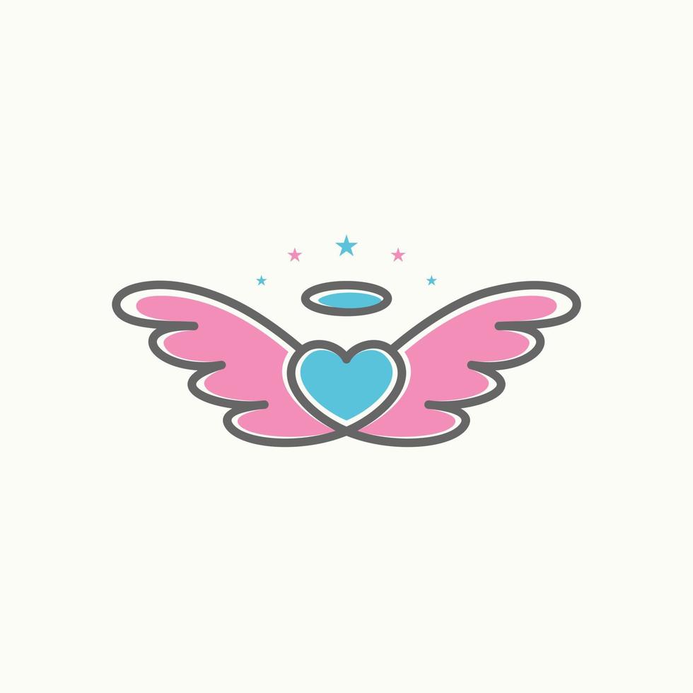 alas simples y únicas, amor y corona de ángel en línea imagen icono gráfico diseño de logotipo concepto abstracto vector stock. se puede utilizar como símbolo relacionado con la guardia o los niños