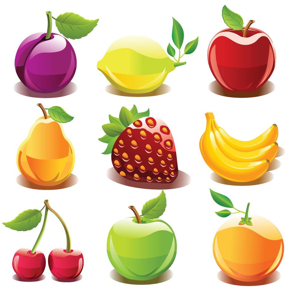 Vector Graphic Glossy Fruits.eps