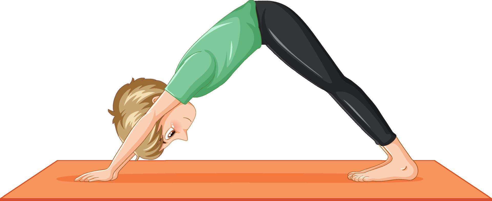 A girl doing yoga cartoon character vector