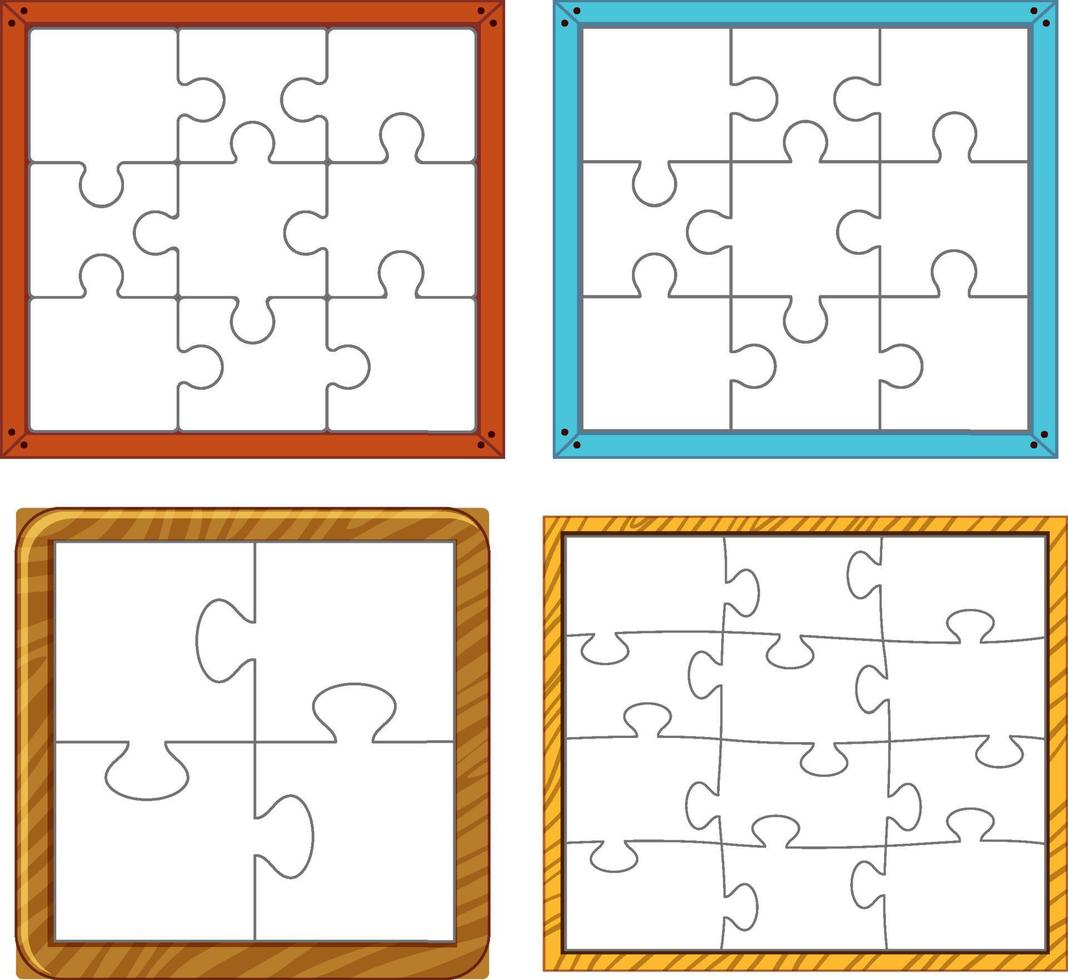 Set of empty puzzle with frame vector