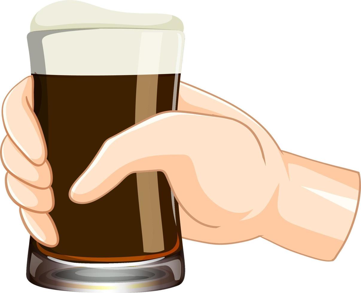 Hand holding beer glass vector