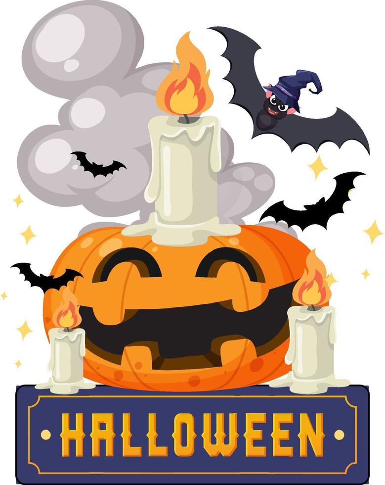 concepto de dibujos animados de logotipo de texto de feliz halloween vector