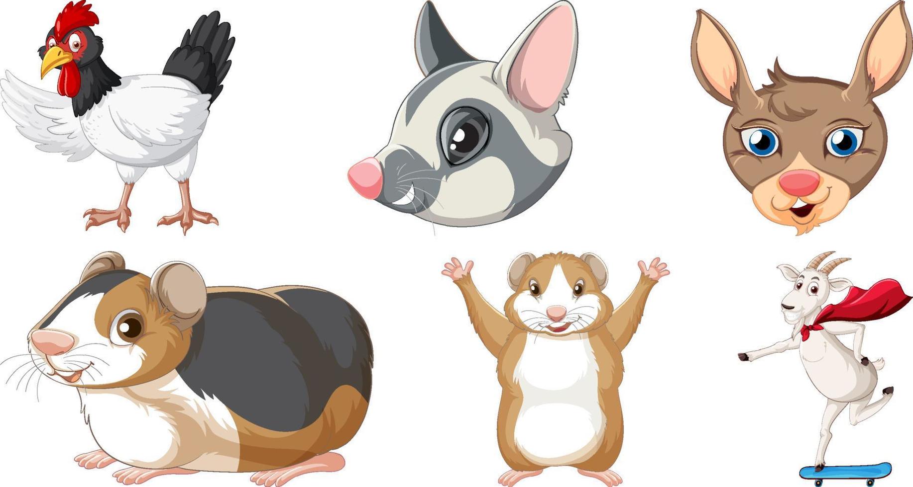 conjunto de varios personajes de dibujos animados de animales vector