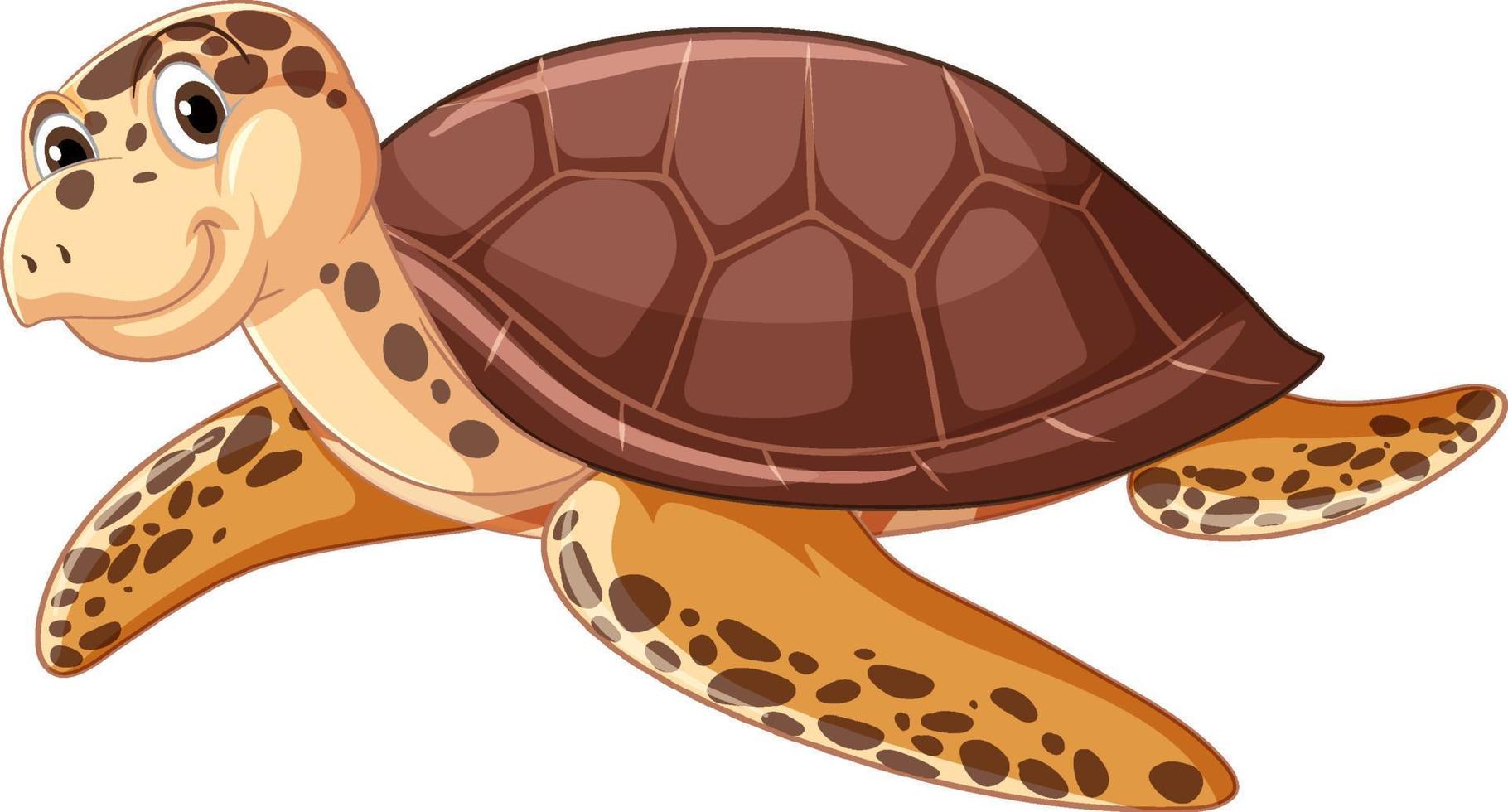 Cute sea turtle cartoon character vector