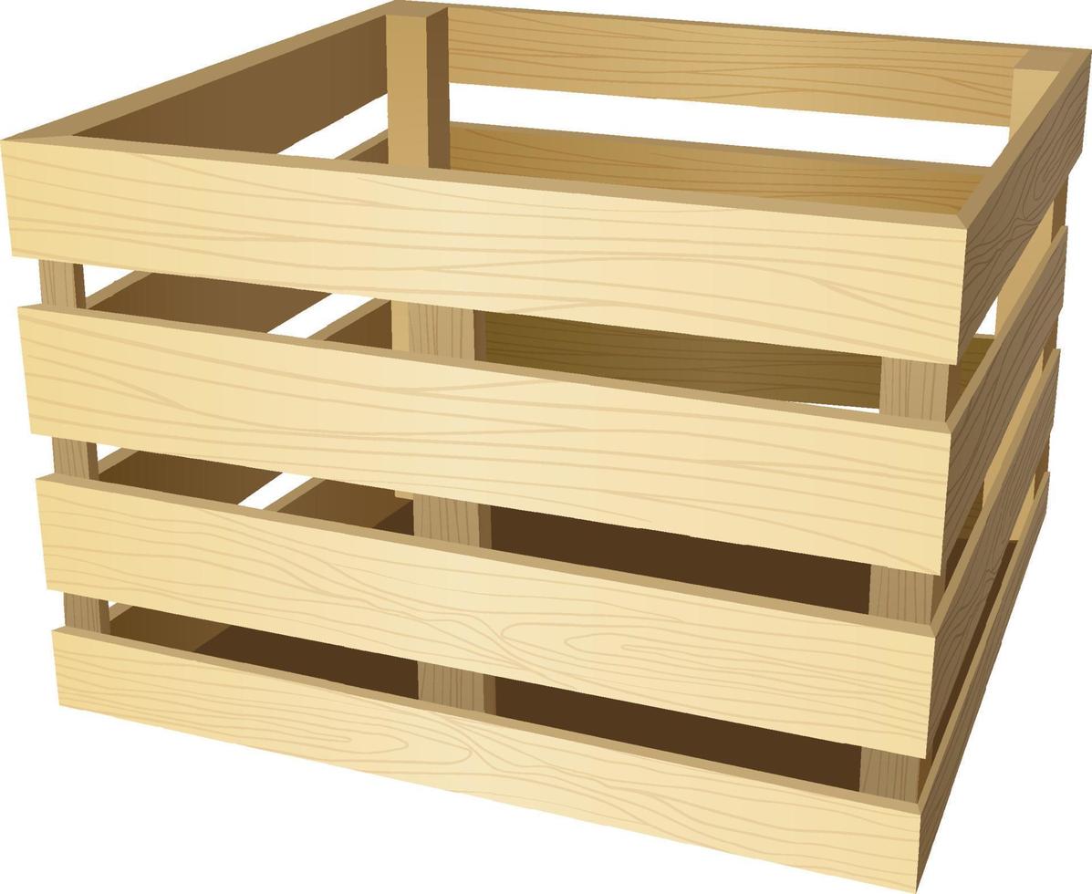 caja de madera 3d aislada vector