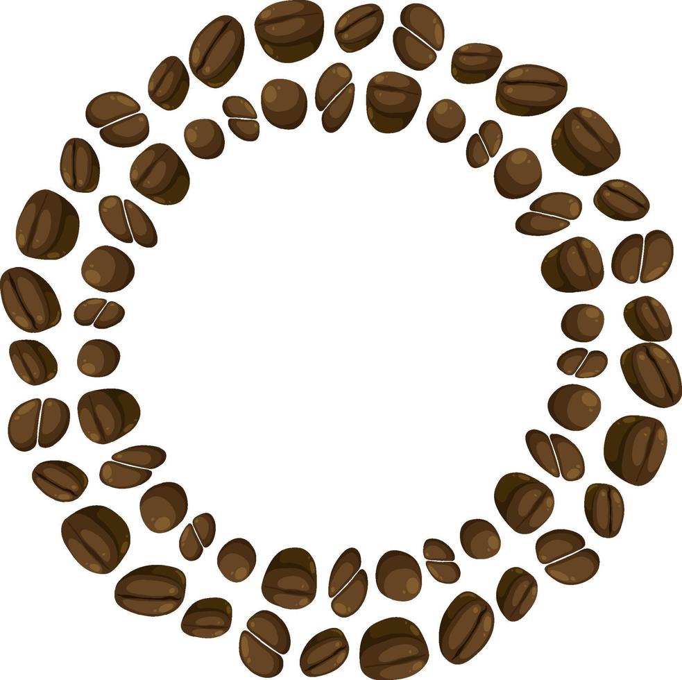 Round coffee beans frame template vector