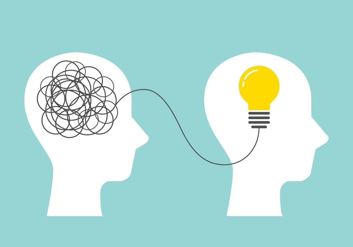 Problem resolve control. Understand question. Mental Problem solving, Complicated solution. Simplifying the complex. Confusion clarity. Psychotherapy, Brainstorming, Communication sign concept vector