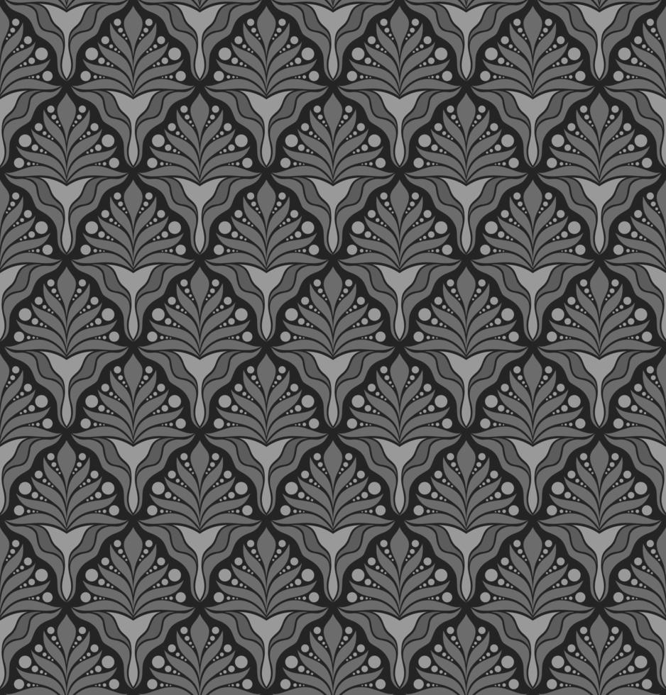 SEAMLESS VECTOR BACKGROUND IN ART NOUVEAU STYLE WITH GRAY PLANT ELEMENTS