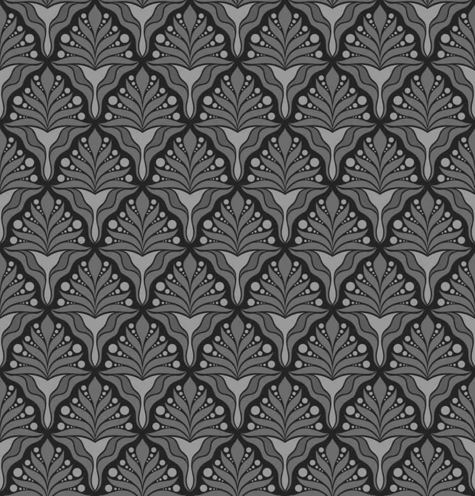 SEAMLESS VECTOR BACKGROUND IN ART NOUVEAU STYLE WITH GRAY PLANT ELEMENTS